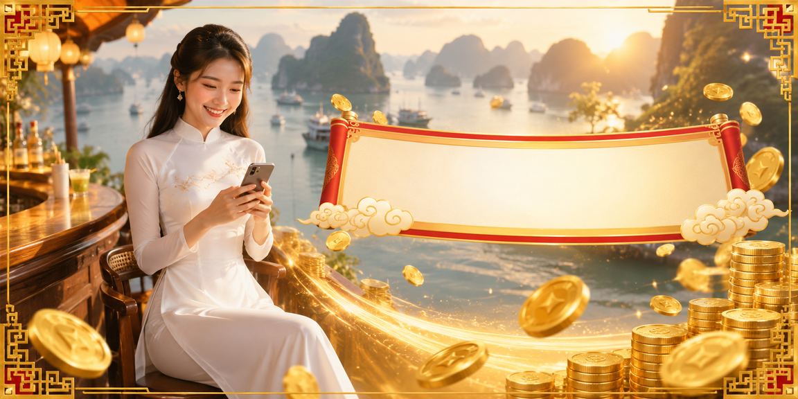 Người dùng mặc áo dài trên vịnh Hạ Long trải nghiệm casino di động và áp dụng mẹo cá cược