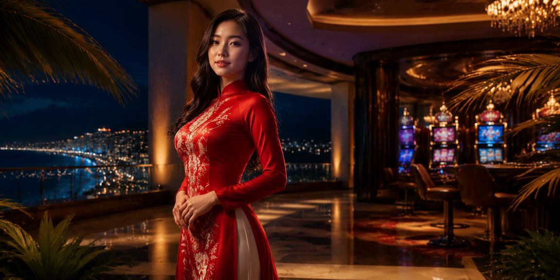 Người chơi trải nghiệm casino trực tuyến tại Nha Trang trong trang phục áo dài